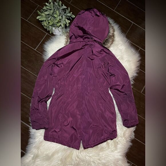 Member's Mark Ultimate Girls Maroon fur lined hooded Parka jacket sz 10/12 - Picture 11 of 14
